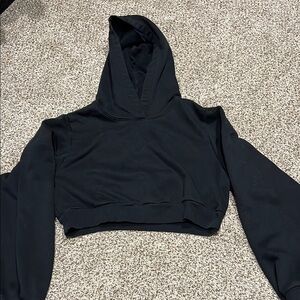 ALO Black Cropped Hoodie